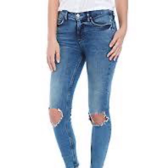 Free People Denim - Free People High Rise Busted Skinny Jeans